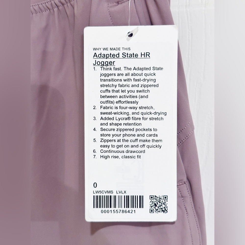 *NWT* Lululemon Adapted State High-Rise Jogger *Full Length Lavender Lux Size 0 - Picture 6 of 11